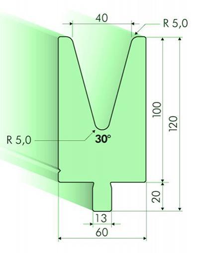 30度下模, 高度100mm