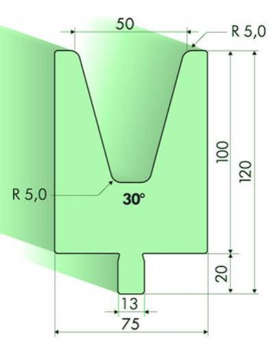 30度下模, 高度100mm