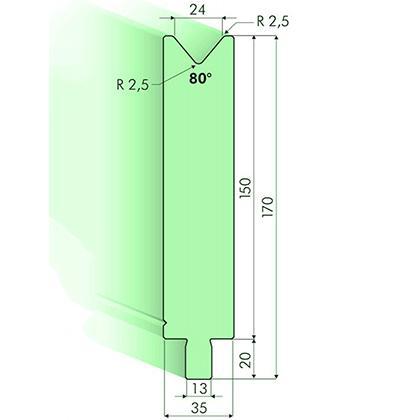 80度下模, 高度150mm