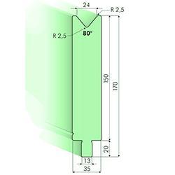 80度下模, 高度150mm