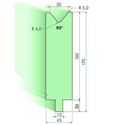 80度下模, 高度150mm