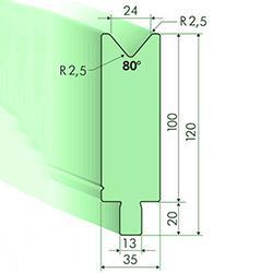 80度下模, 高度100mm