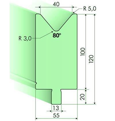 80度下模, 高度100mm