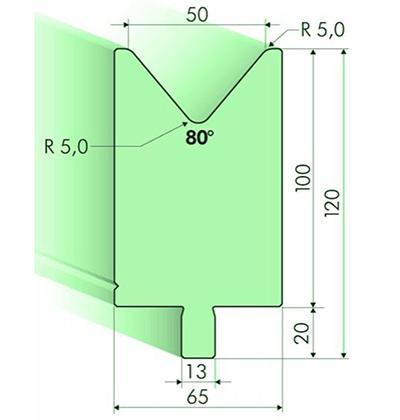 80度下模, 高度100mm