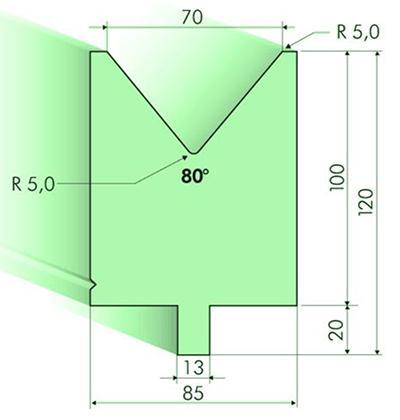 80度下模, 高度100mm
