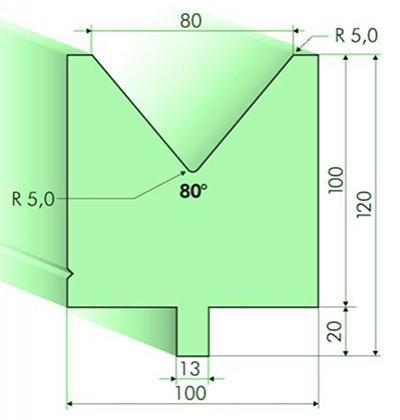 80度下模, 高度100mm