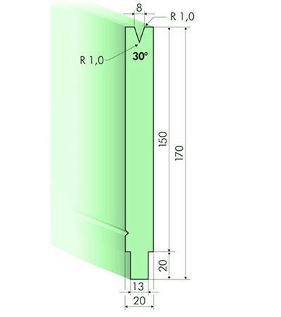 30度下模, 高度150mm