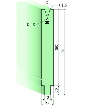30度下模, 高度150mm