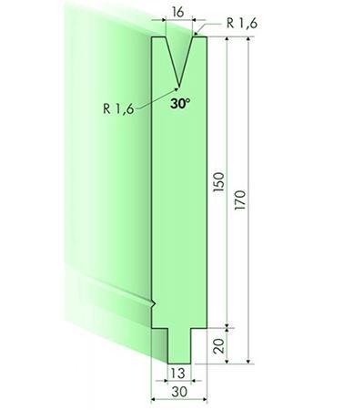 30度下模, 高度150mm