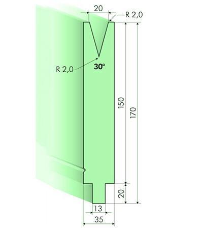 30度下模, 高度150mm