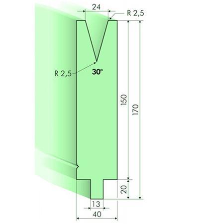 30度下模, 高度150mm