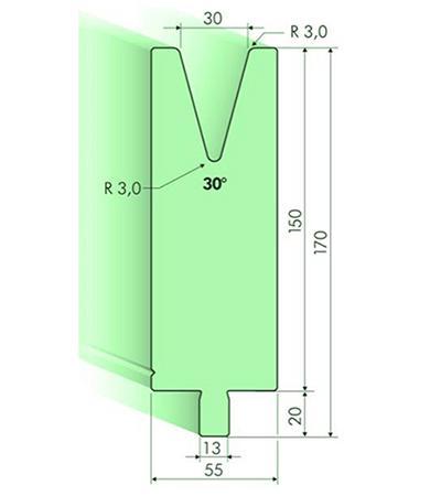 30度下模, 高度150mm