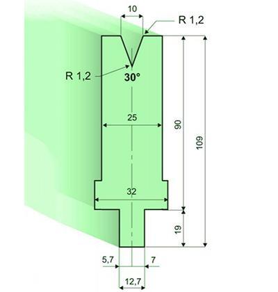 30度下模, 高度90mm