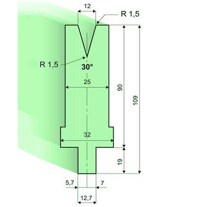 30度下模, 高度90mm
