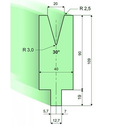 30度下模, 高度90mm